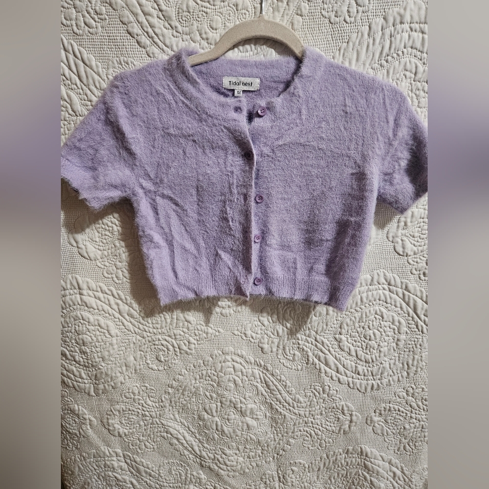 Purple Button-Up Cardigan
